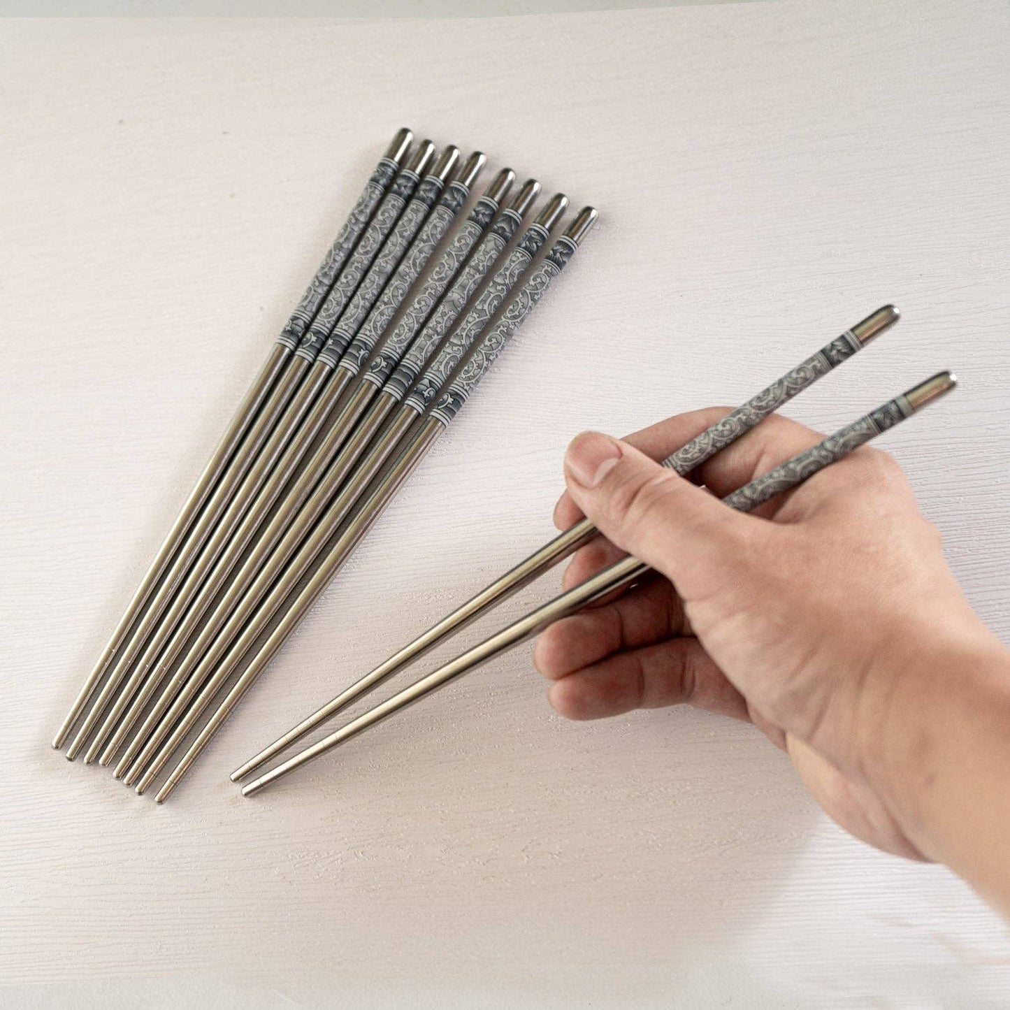 Urban Tokyo - 5 Piece Motif Pattern Design Chopsticks Set Stainless Steel (10/200)