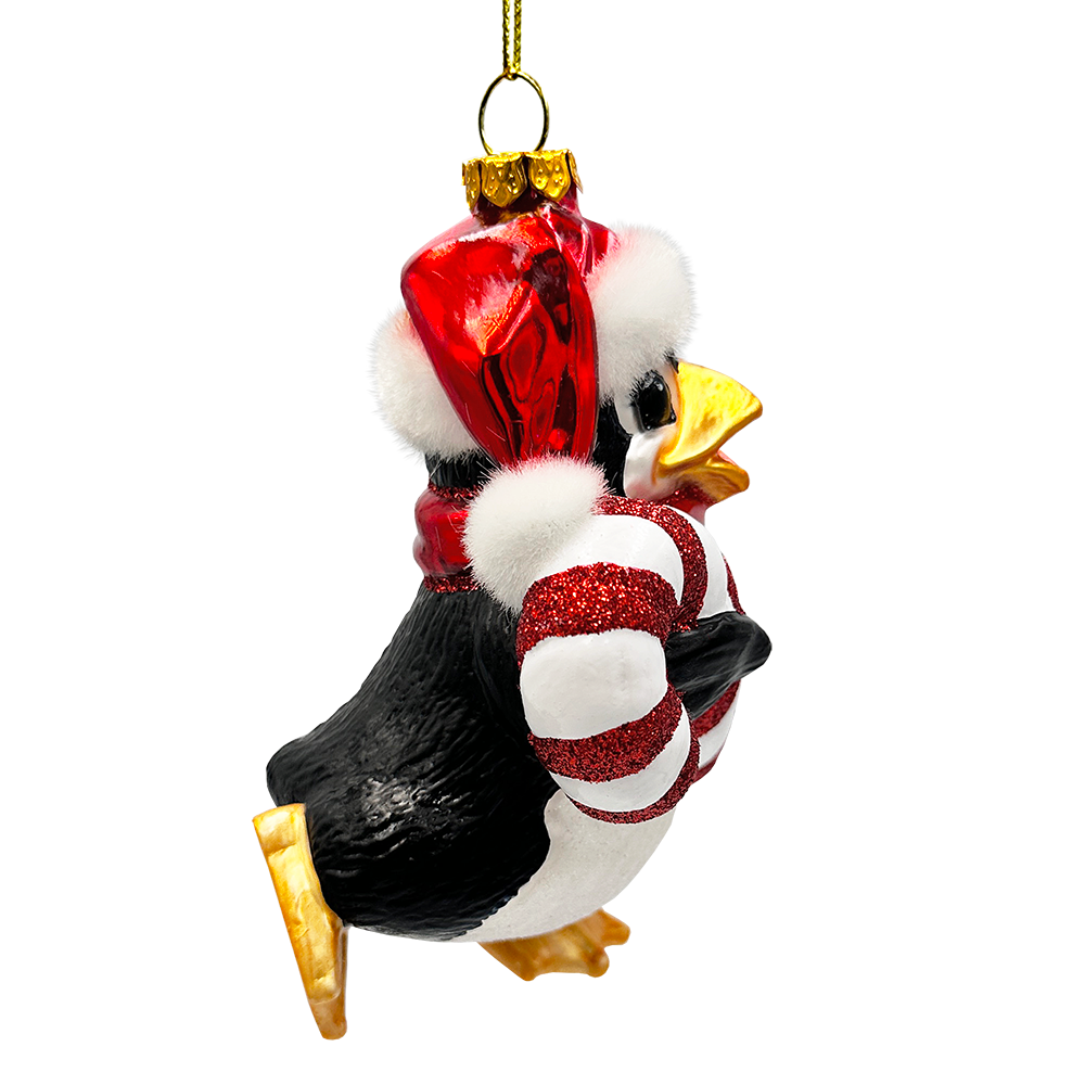 Penguin with Candy Glass Christmas Ornament, Arctic Bird