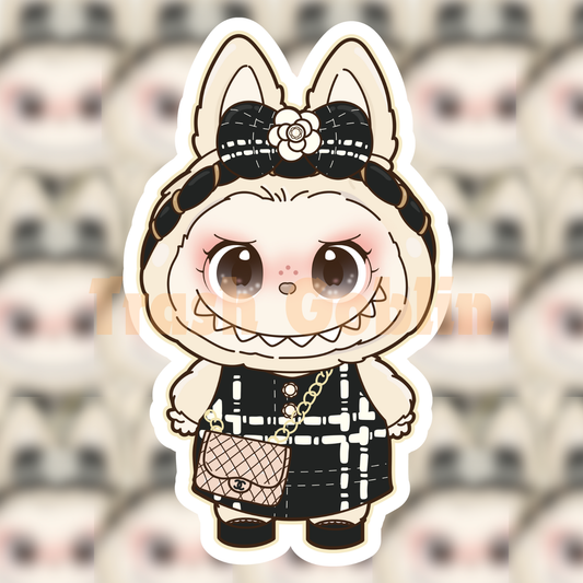 Trash Goblin - Black Tweed Dress Labubu Vinyl Sticker