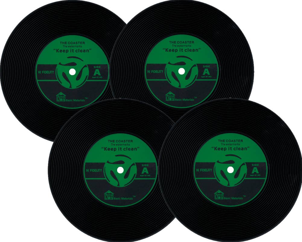 Square Deal Recordings & Supplies - Coaster - Vinyl Record Shaped No Slip Silicone - Pack Of 4