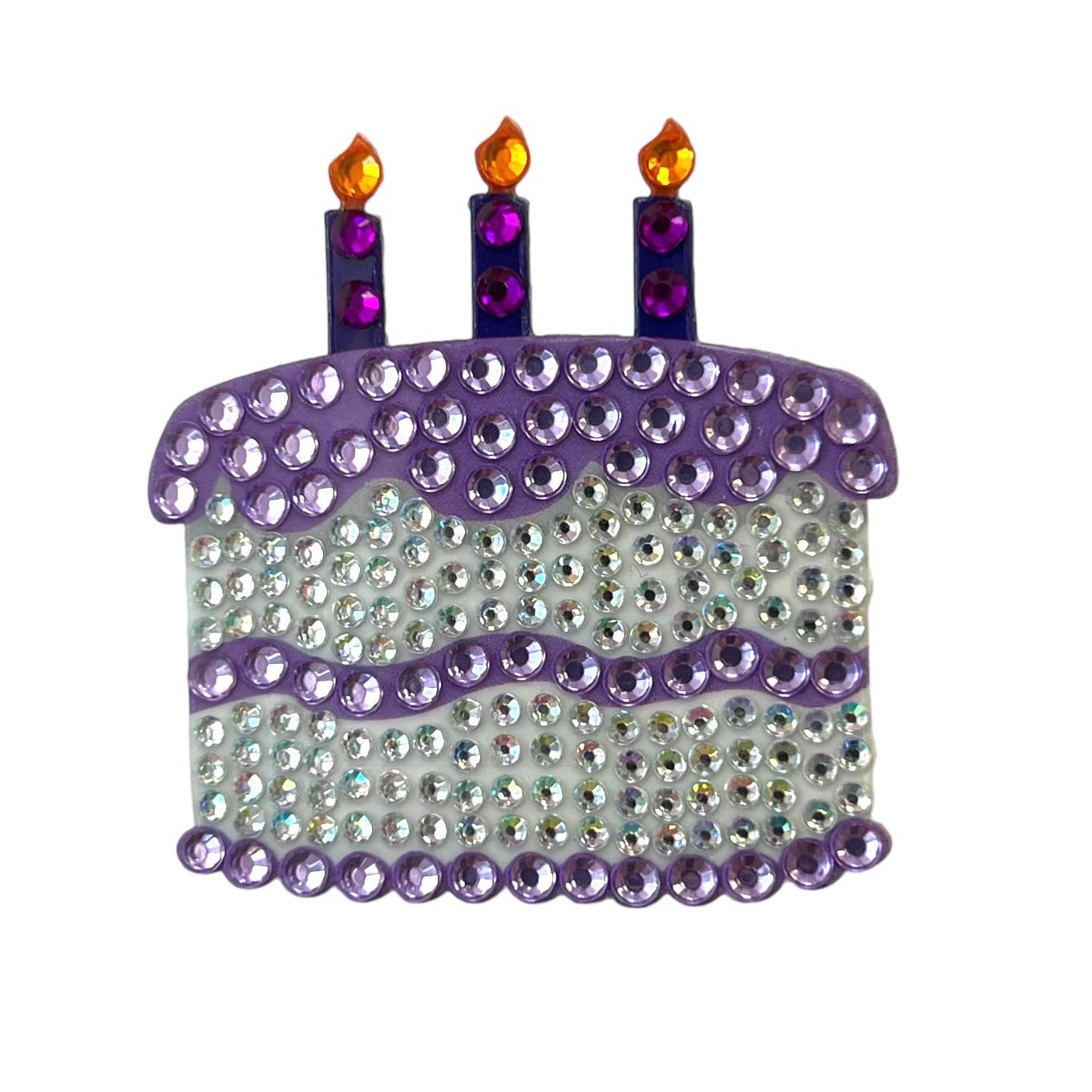Purple Birthday Cake Rhinestone Sticker 2" Cut to Shape