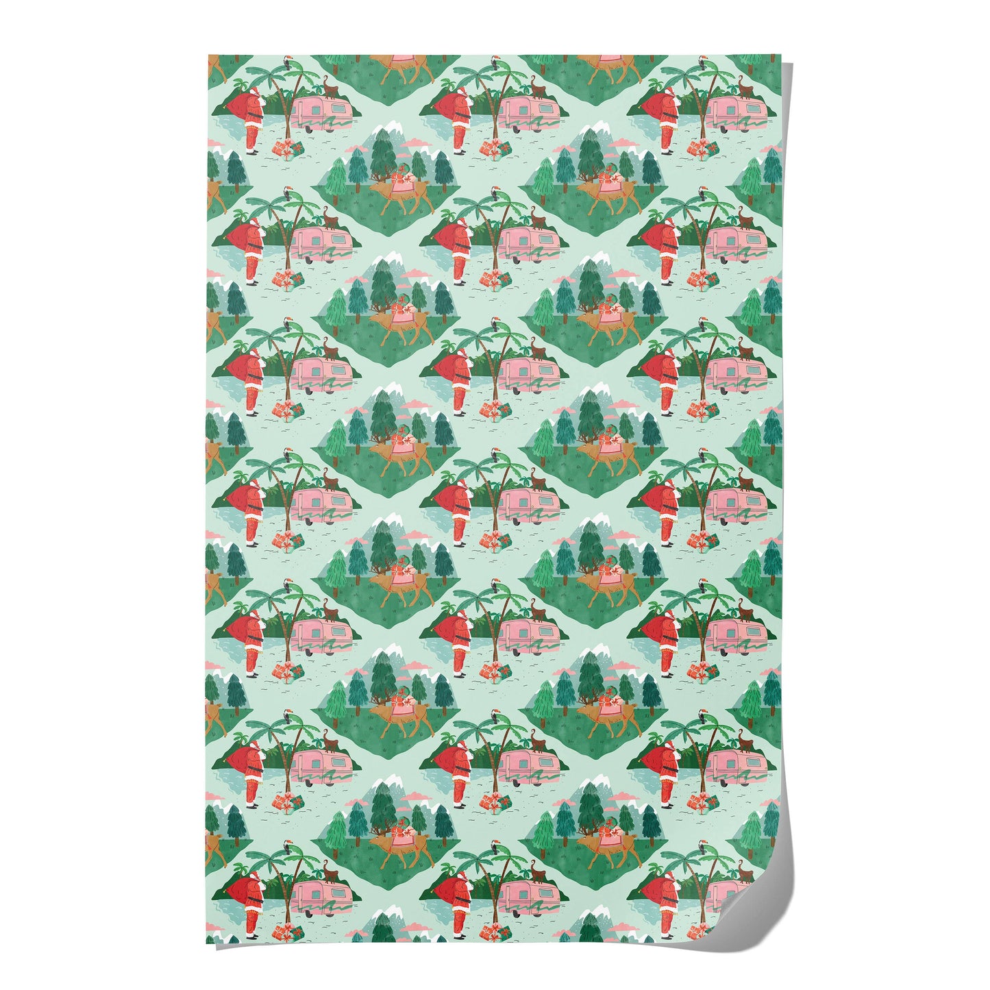 Santa Camper holiday wrapping paper