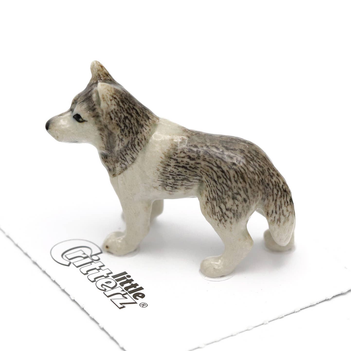 Little Critterz - Silver Siberian Husky Porcelain Miniature