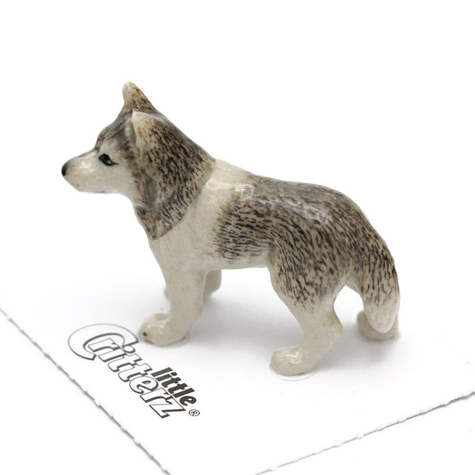 Little Critterz - Silver Siberian Husky Porcelain Miniature