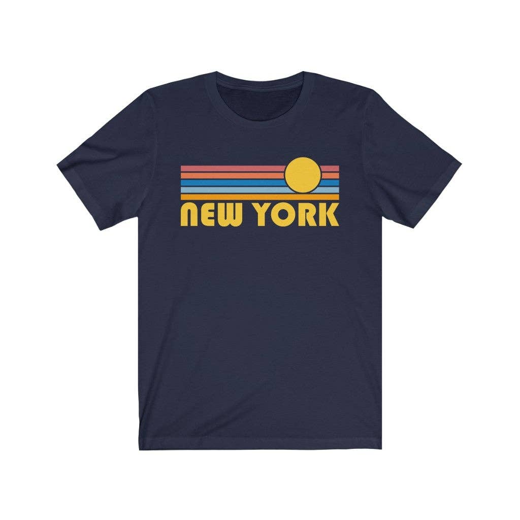 Hey Mountains - New York, New York T-Shirt - Retro Sunrise Adult Unisex New York T Shirt