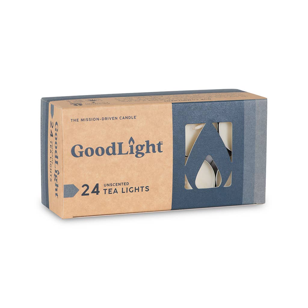GoodLight Natural Candles - Unscented Tea Light Candles | 24-Count Box