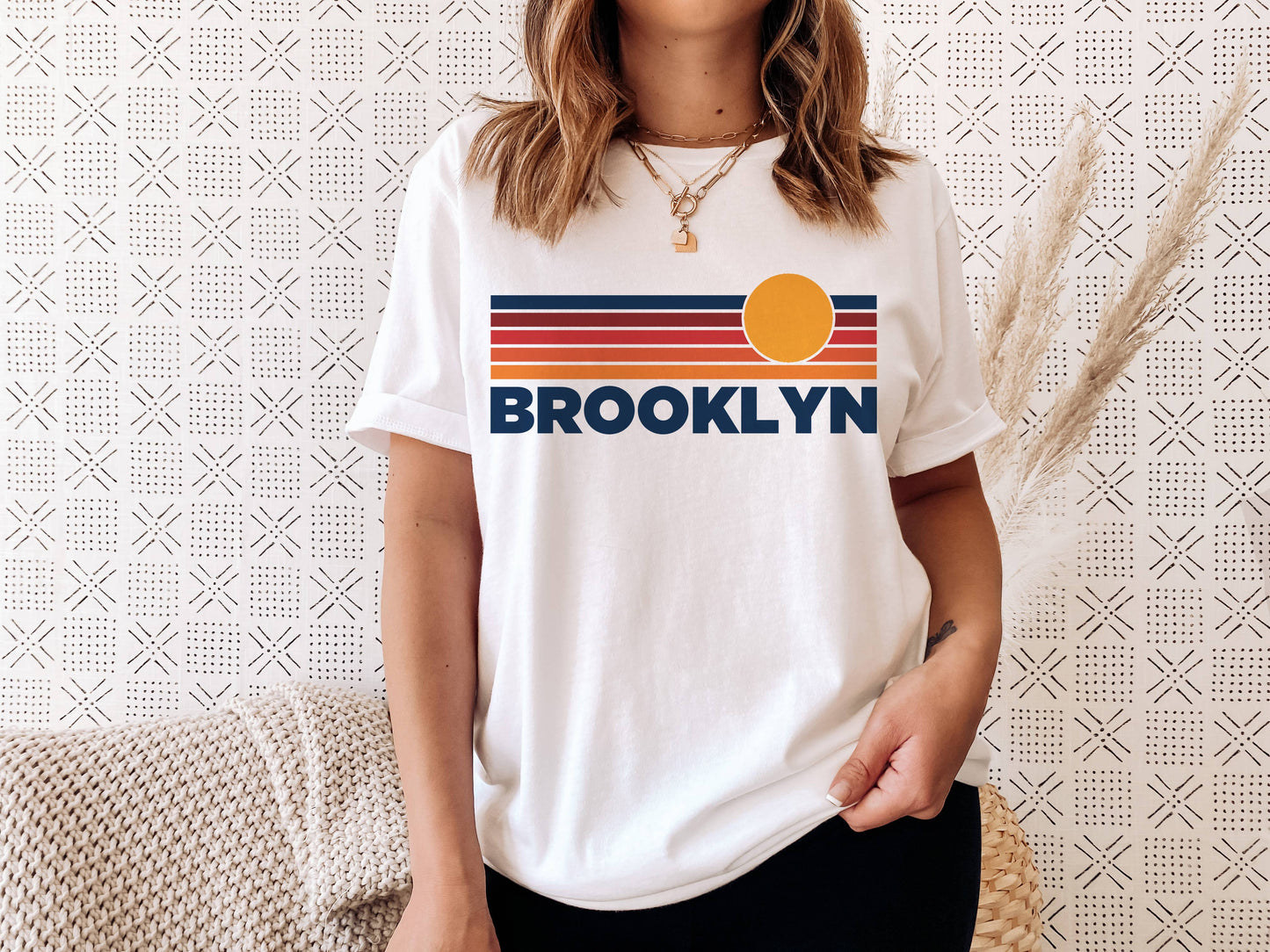 Hey Mountains - Brooklyn, NY T-Shirt Retro Vintage Sun Unisex Brooklyn Tee