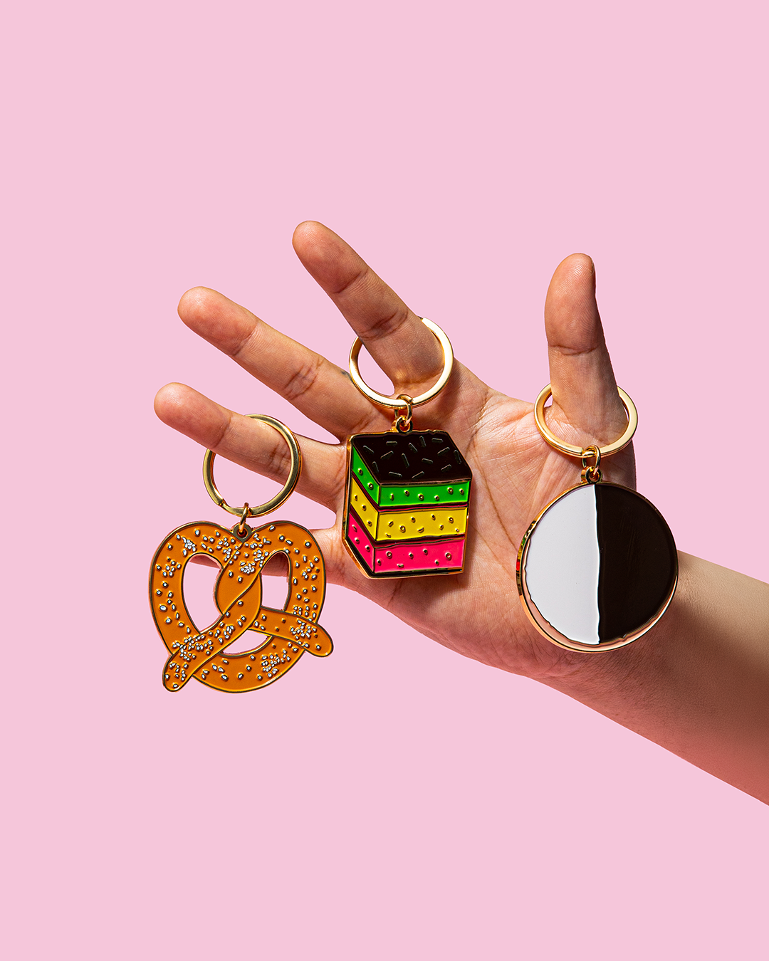 Soft Pretzel Enamel Keychain Bag Charm