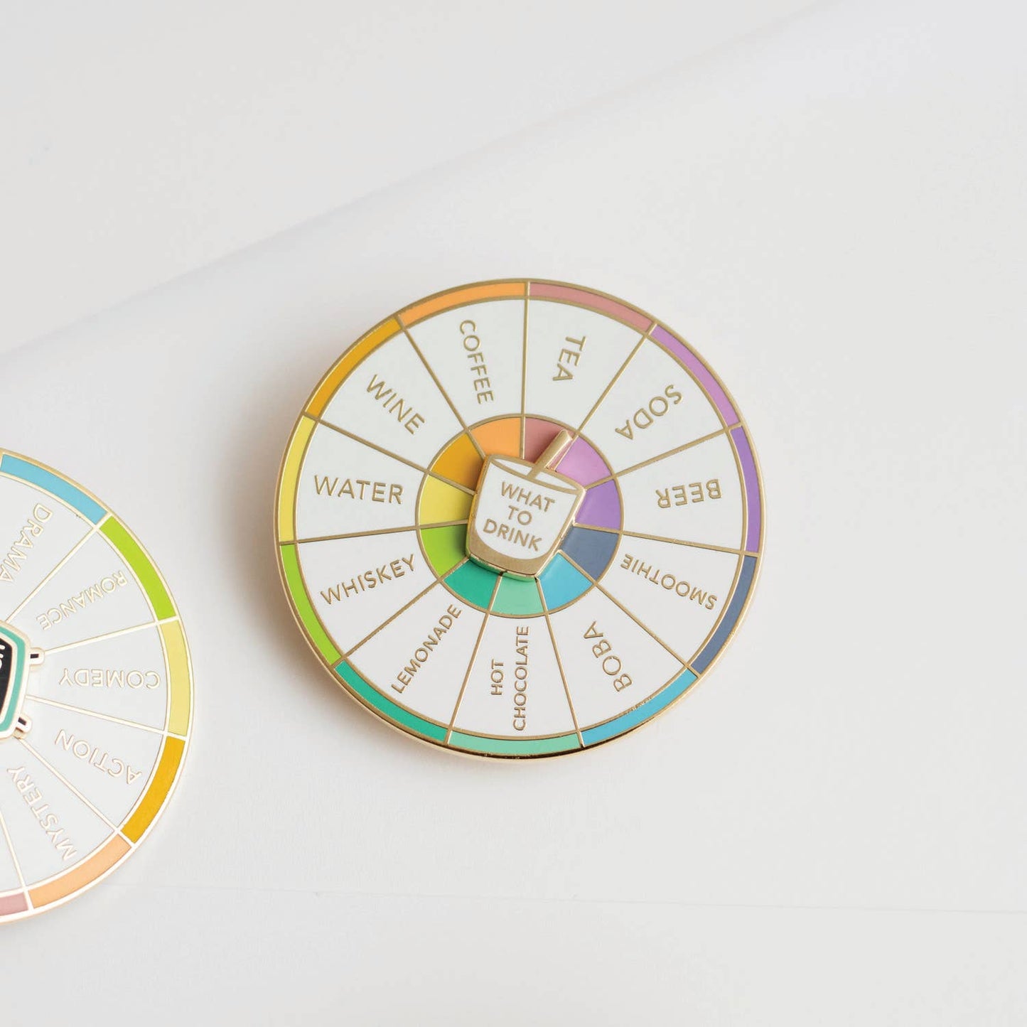 Occasionalish - What To Drink Spinning Enamel Pin, Interactive Pin