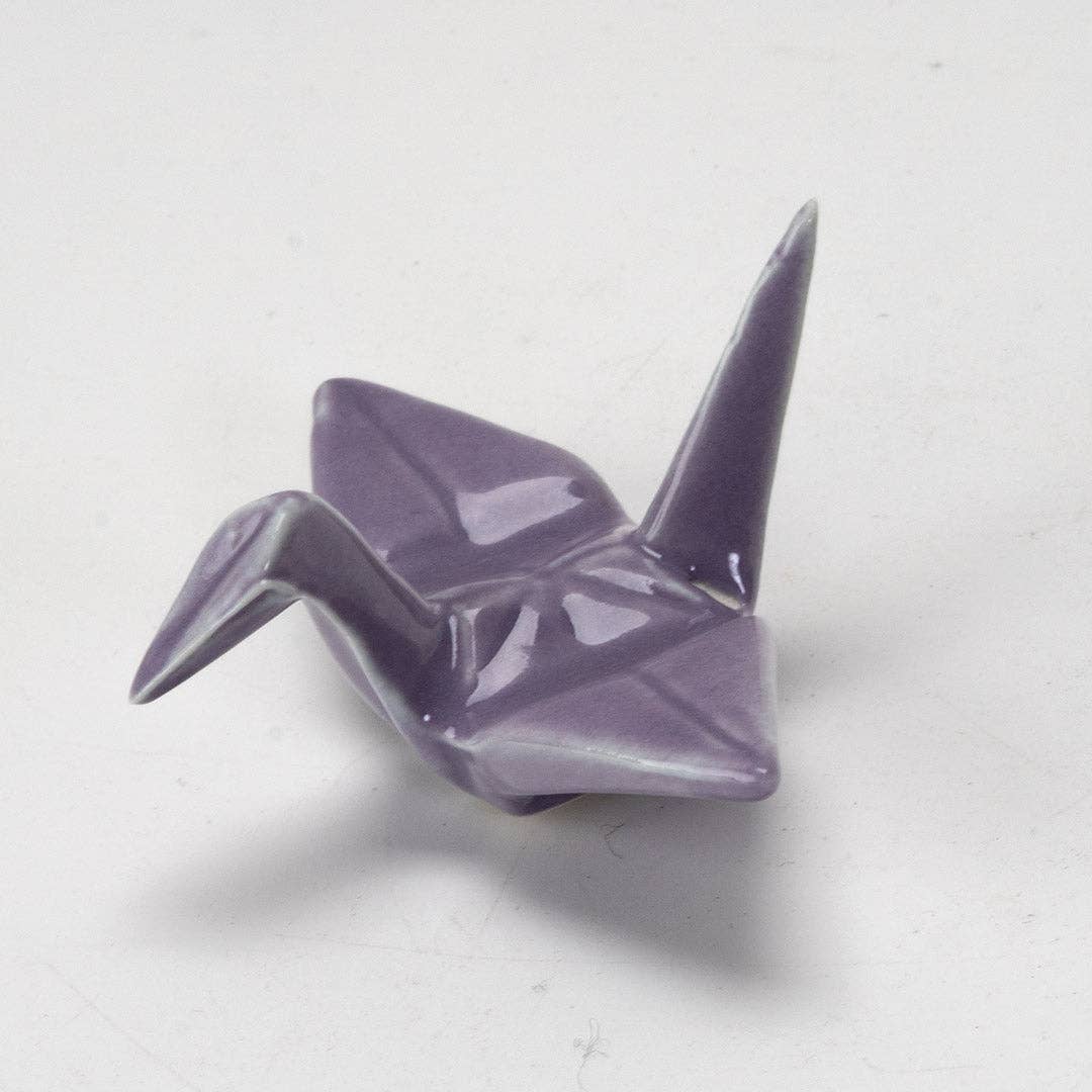 Urban Tokyo - Origami Crane Porcelain Chopsticks Rest 2"L Purple (12/288)