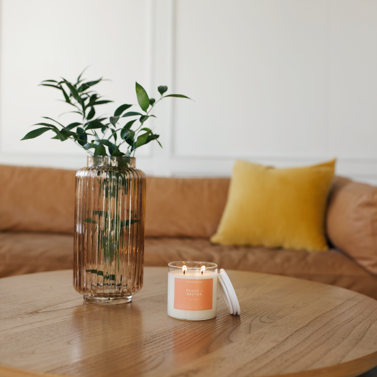 Calyan Wax Co. - Peach + Nectar - Clear Glass Tumbler Soy Candle