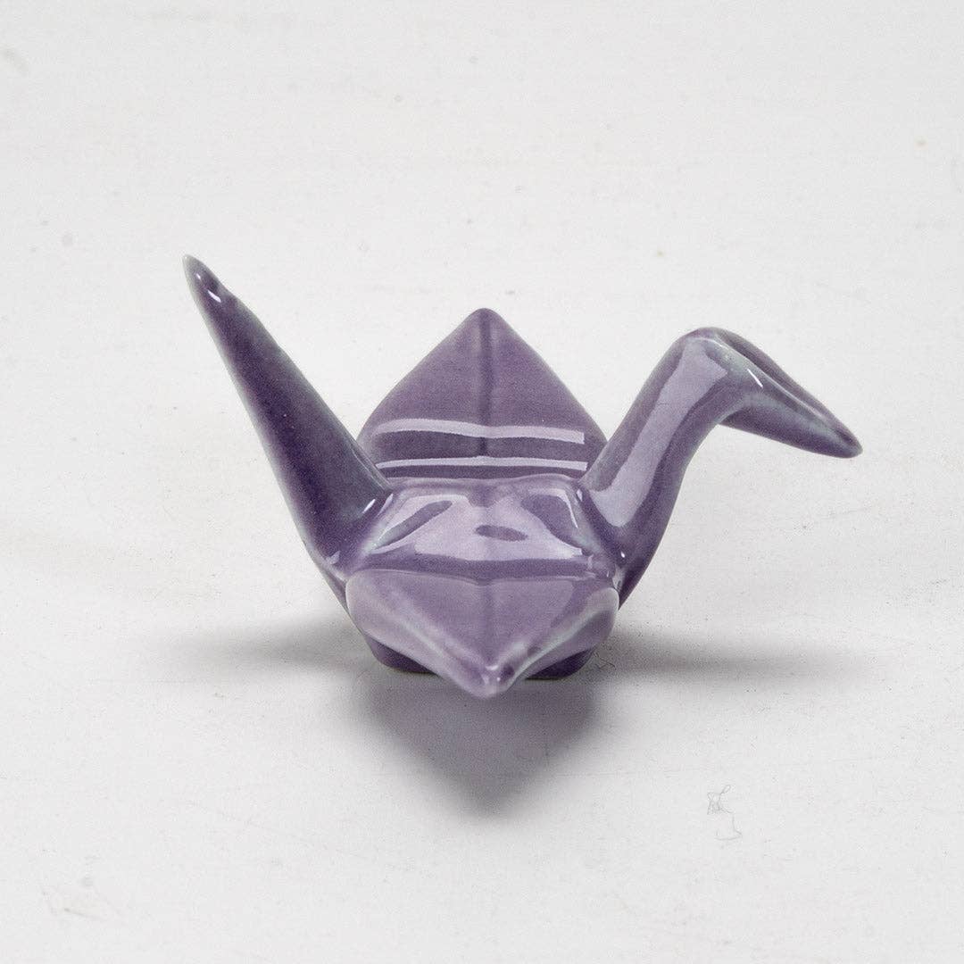 Urban Tokyo - Origami Crane Porcelain Chopsticks Rest 2"L Purple (12/288)
