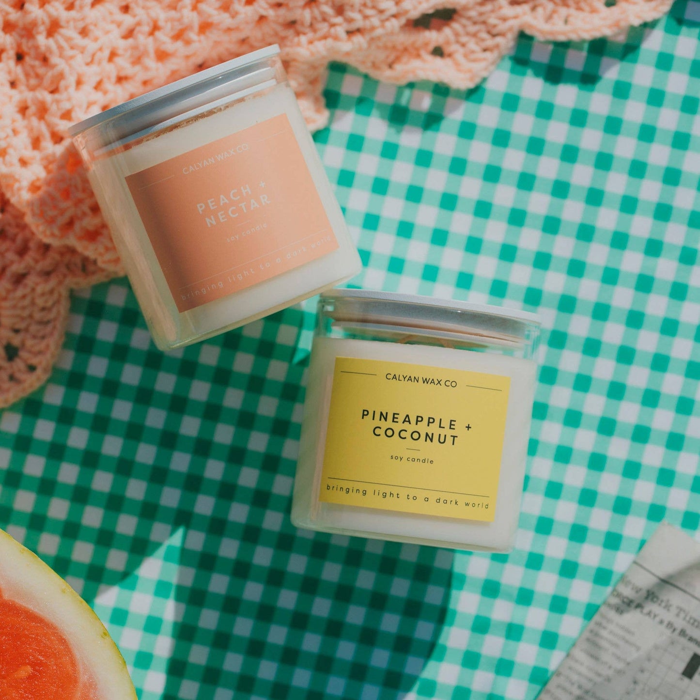 Calyan Wax Co. - Peach + Nectar - Clear Glass Tumbler Soy Candle
