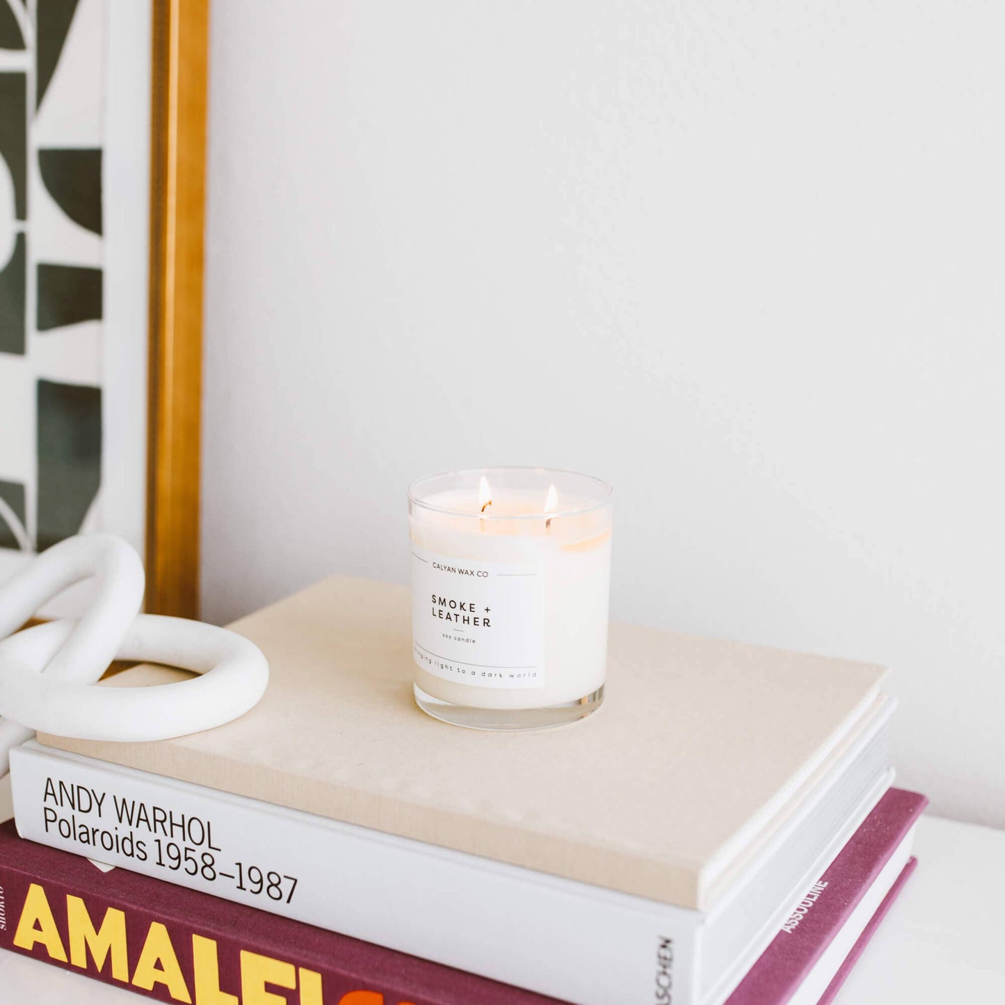 Calyan Wax Co. - Smoke + Leather - Glass Tumbler Soy Candle