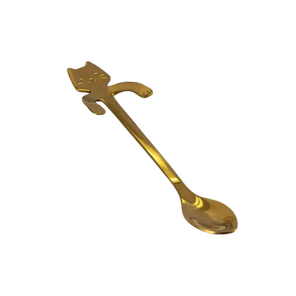 Urban Tokyo - Cat Hanging 4.5"L Tea Spoon Gold