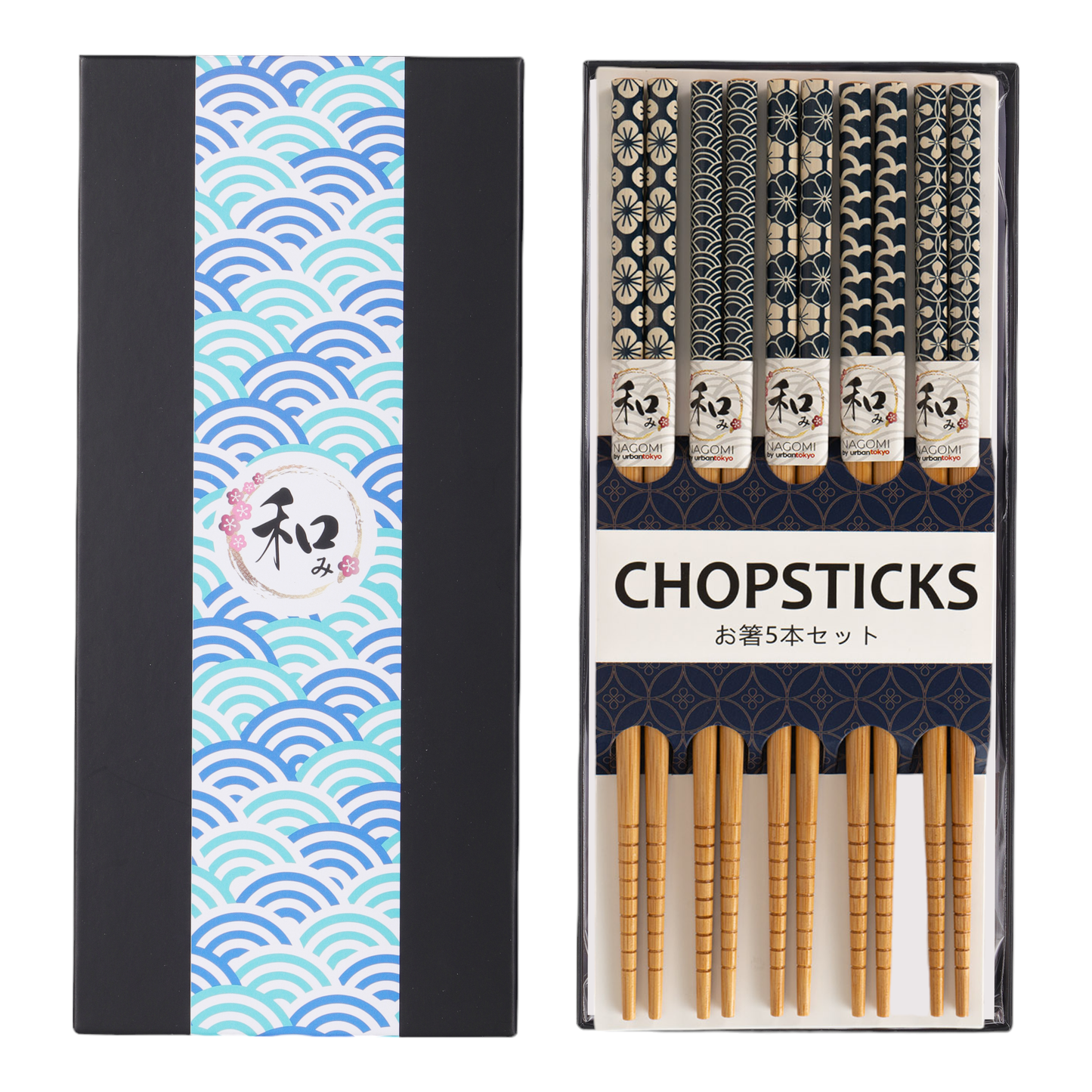 Urban Tokyo - 5 Piece Chopsticks Set Wave With Gift Box