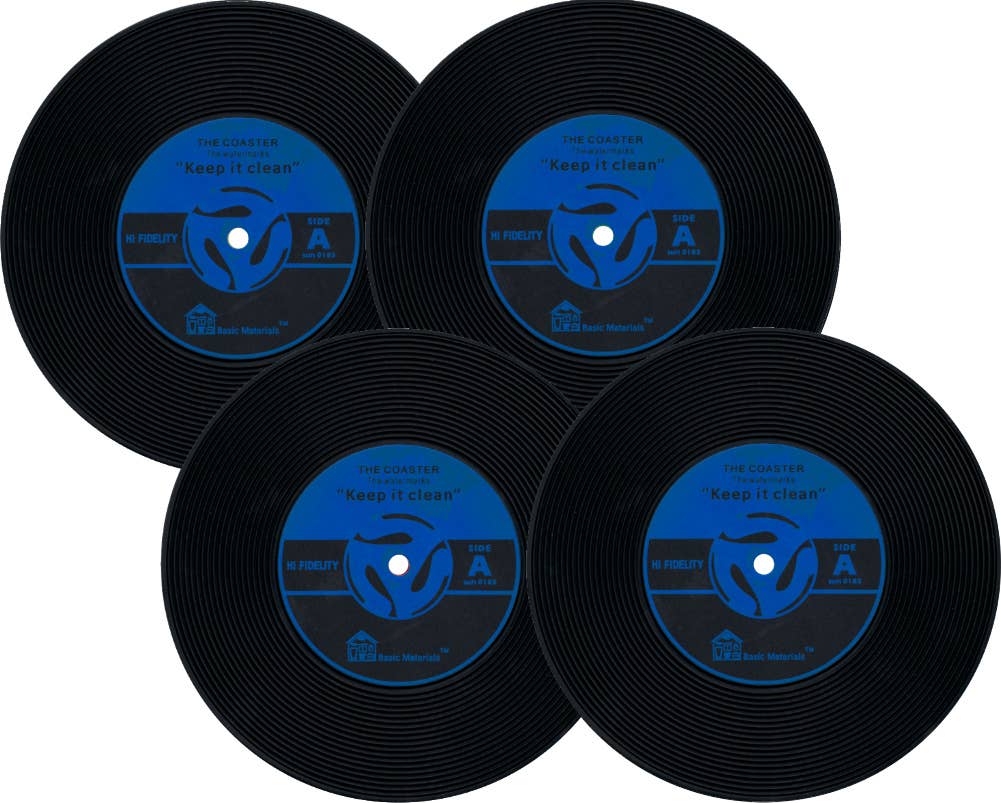 Square Deal Recordings & Supplies - Coaster - Vinyl Record Shaped No Slip Silicone - Pack Of 4