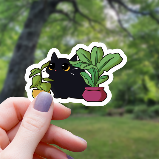 Mimic Gaming Co - Black Cat Amongst Houseplants Sticker - 3"