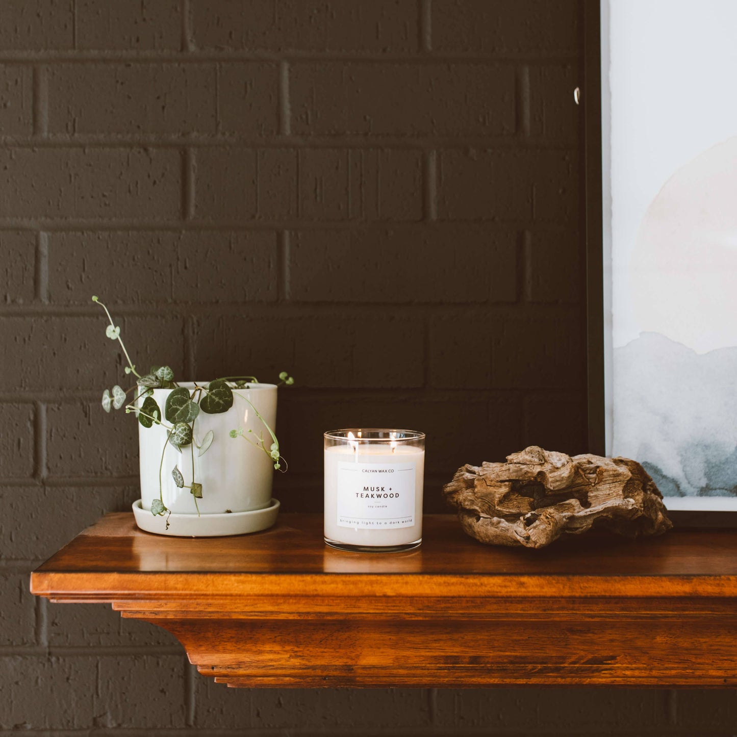 Calyan Wax Co. - Musk + Teakwood - Glass Tumbler Soy Candle