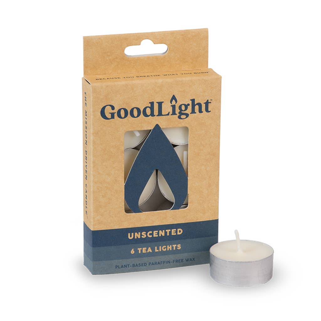 GoodLight Natural Candles - Unscented Tea Light Candles | 6-Count Box