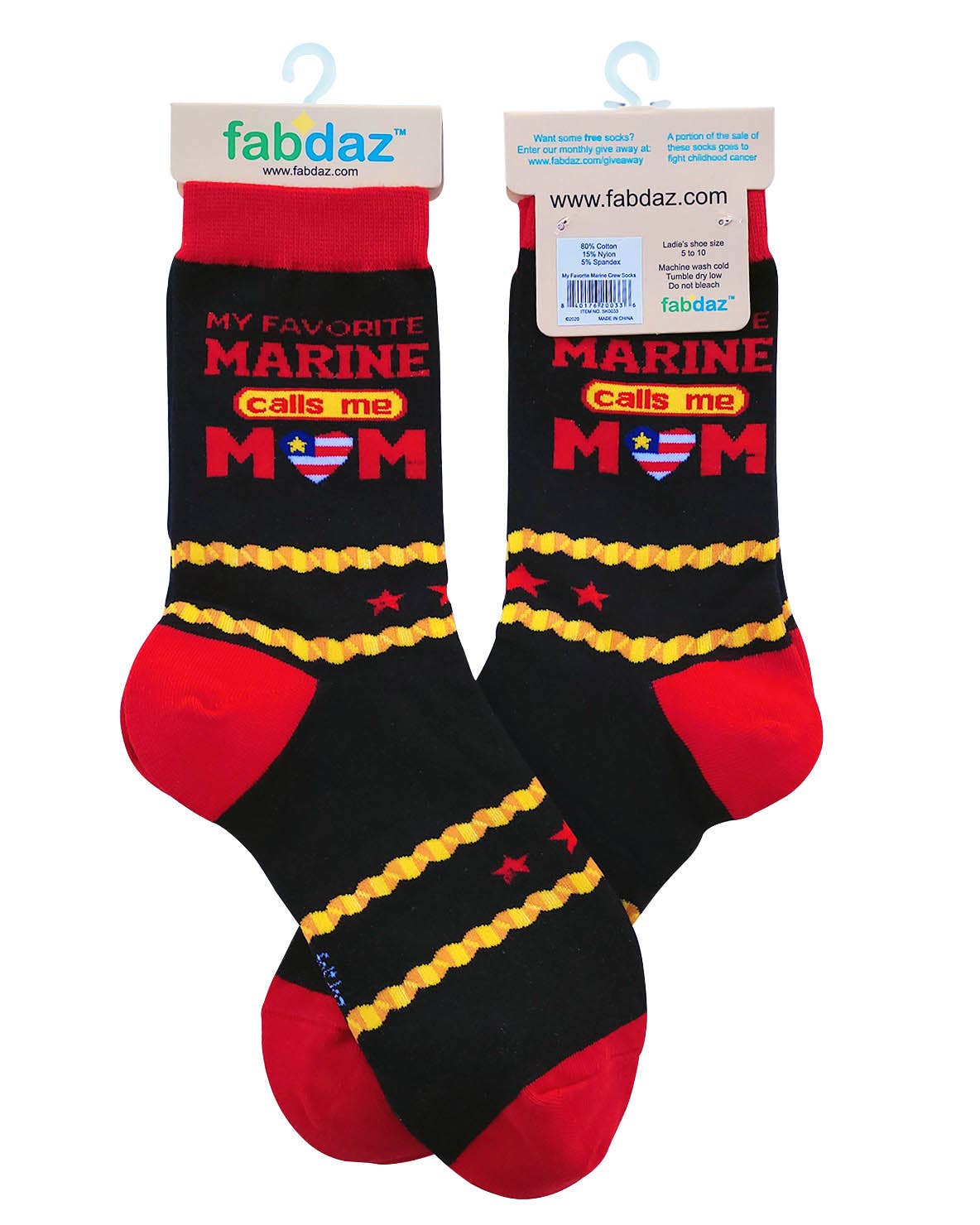 Fabdaz - My Favorite Marine Calls Me Mom Women's Crew Socks