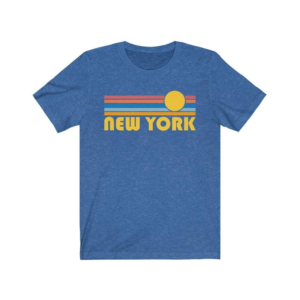 Hey Mountains - New York, New York T-Shirt - Retro Sunrise Adult Unisex New York T Shirt