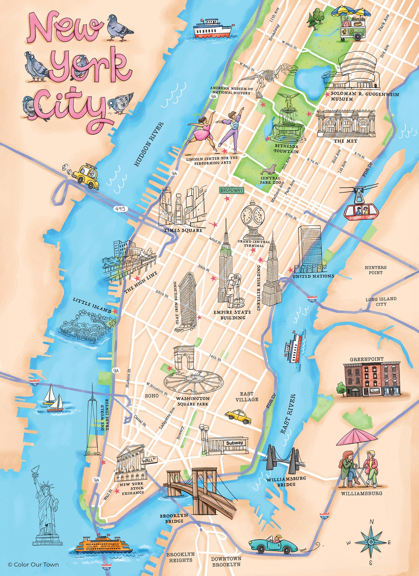 New York City Map with Sticker Sheet