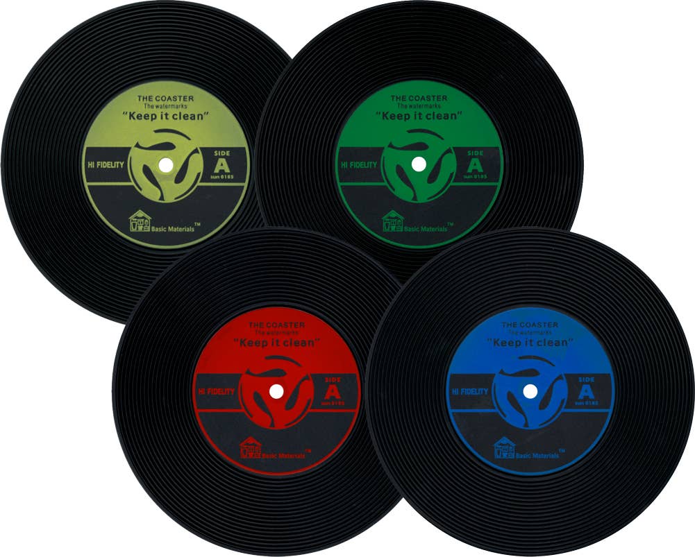 Square Deal Recordings & Supplies - Coaster - Vinyl Record Shaped No Slip Silicone - Pack Of 4