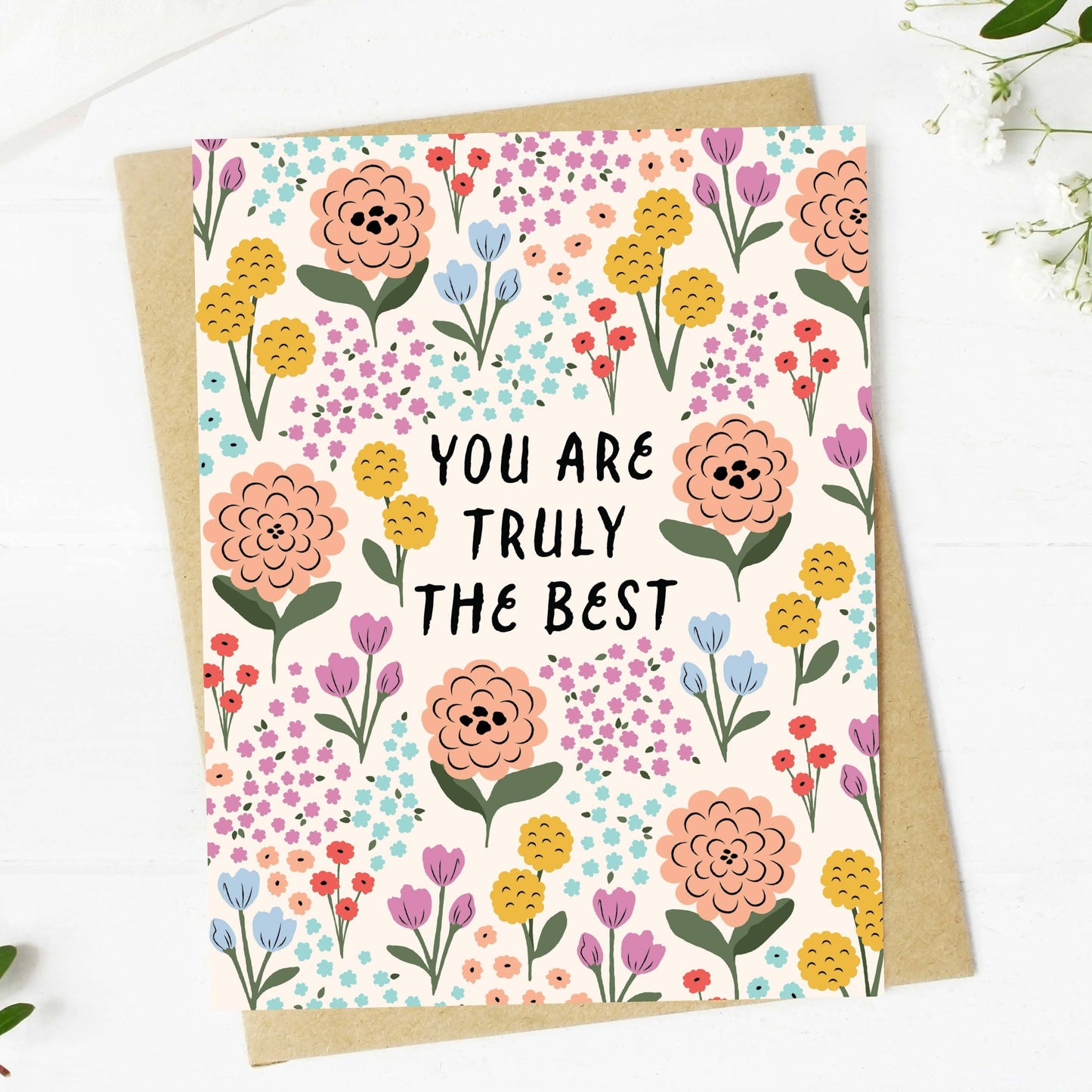 Big Moods - "You are truly the best" Colorful Flower Thank You Card