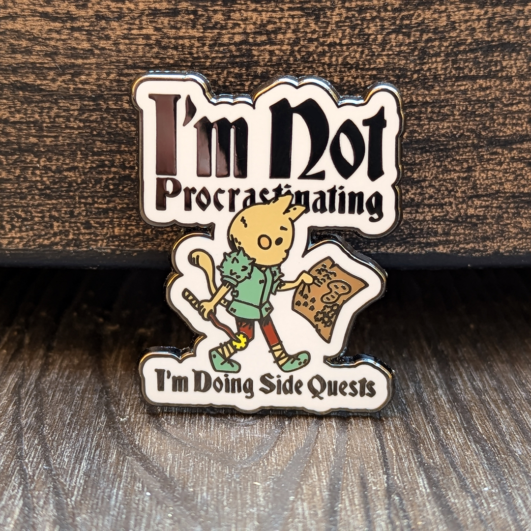 Mimic Gaming Co - Not Procrastinating Side Quest Cat Hard Enamel Pin -1.5"