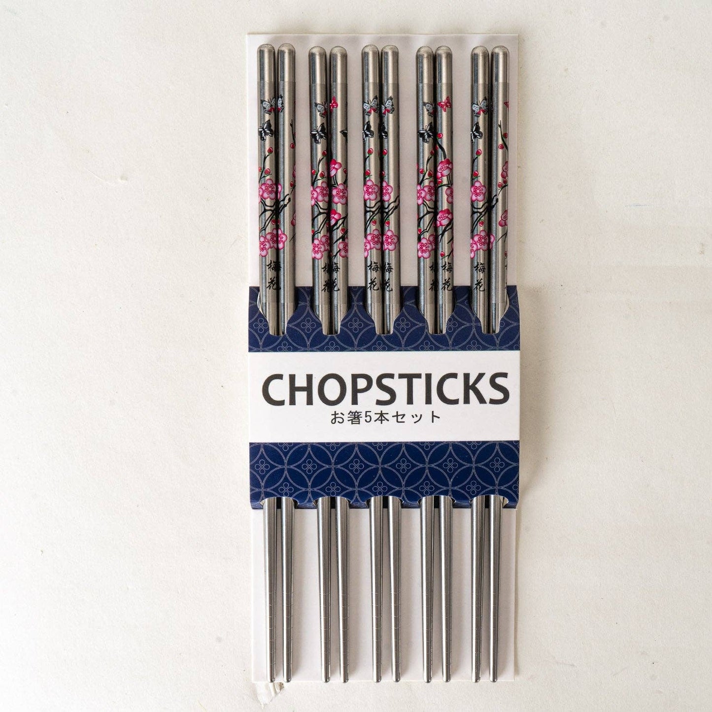 Urban Tokyo - 5 Piece Cherry Blossoms Chopsticks Set Stainless Steel (10/200)