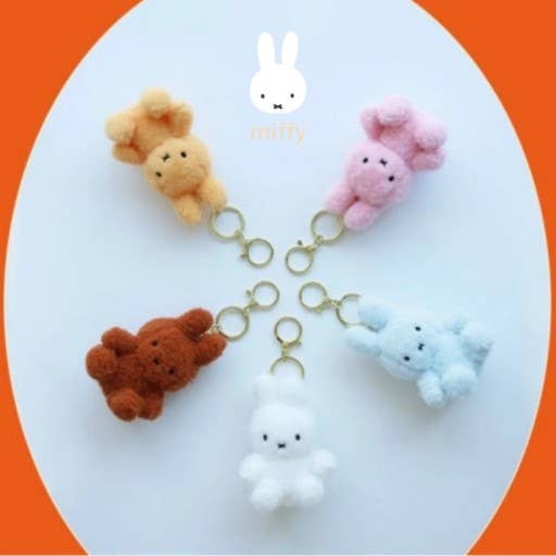 K_Wonderland - Miffy Creamy Plush Bag Charm, Key chain holder - 8cm