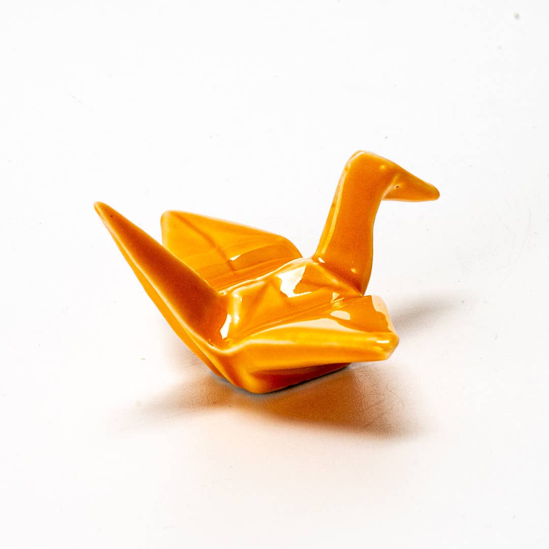 Urban Tokyo - Origami Crane Porcelain Chopsticks Rest 2"L Orange (12/288)