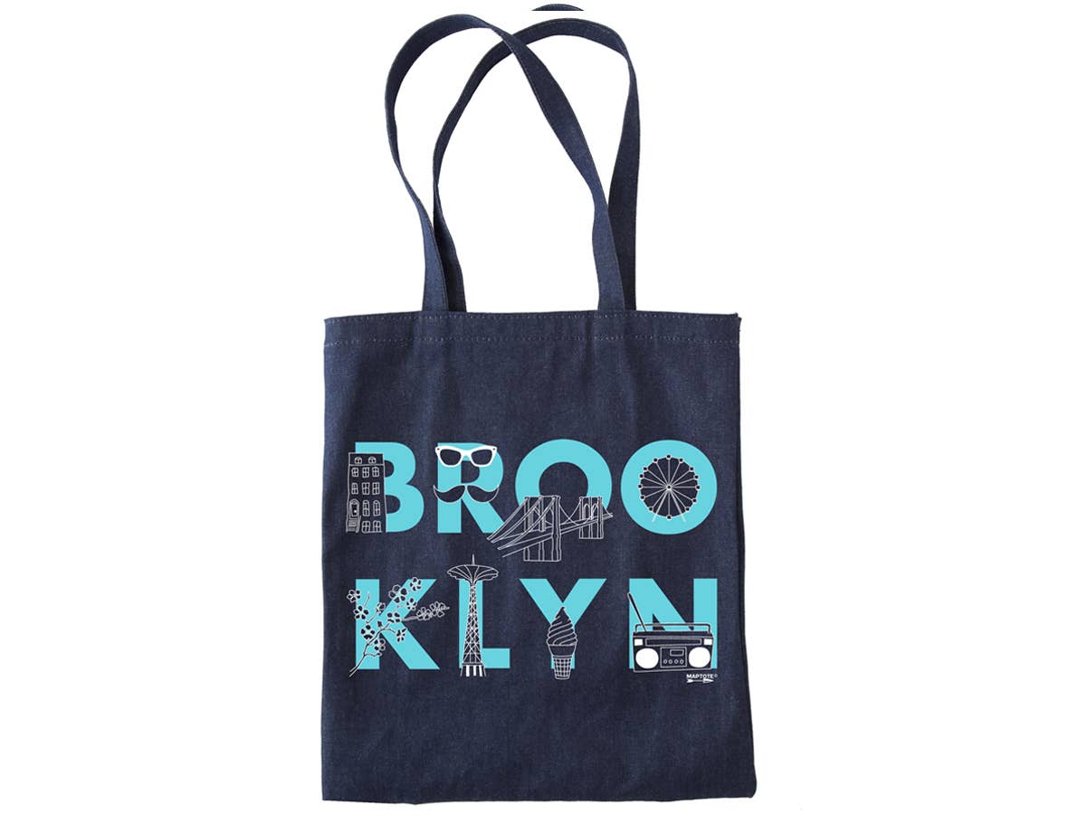 Maptote - Brooklyn Font Denim Tote