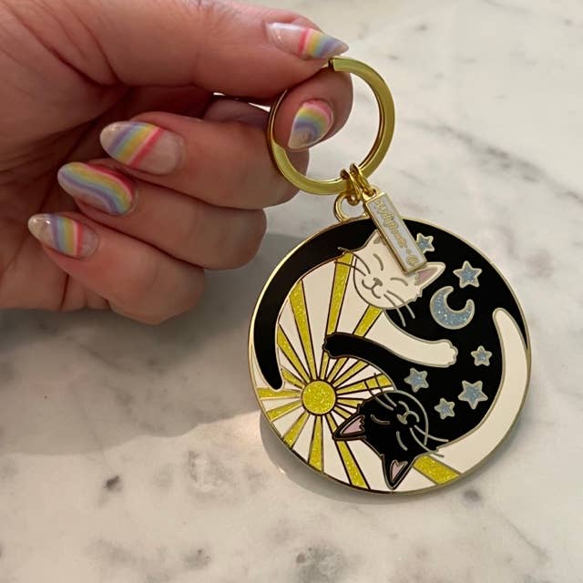 Wildflower + Co. - Yin Yang Cats Enamel Keychain - Stocking Stuffer
