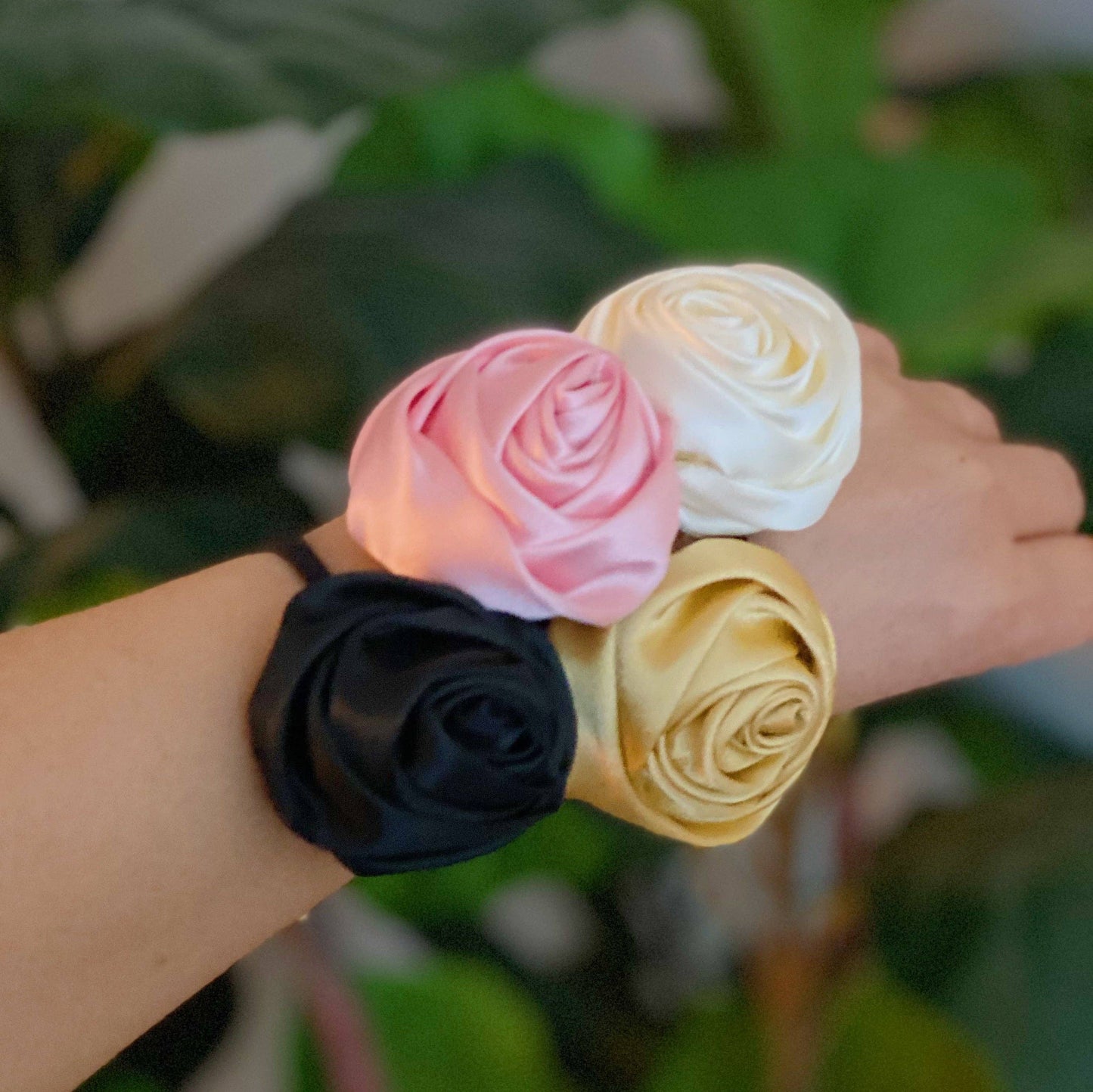 Ellison+Young - Hand Picked Satin Rose Hair Tie Set of 4