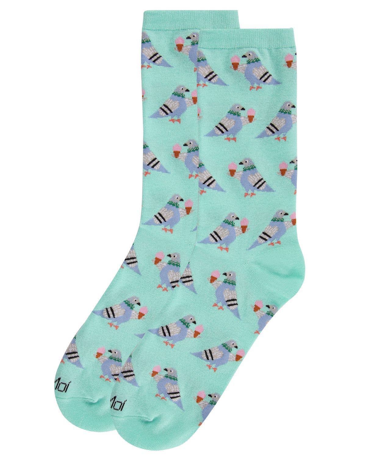 MeMoi Feed the NYC Pigeons Bamboo Crew Socks