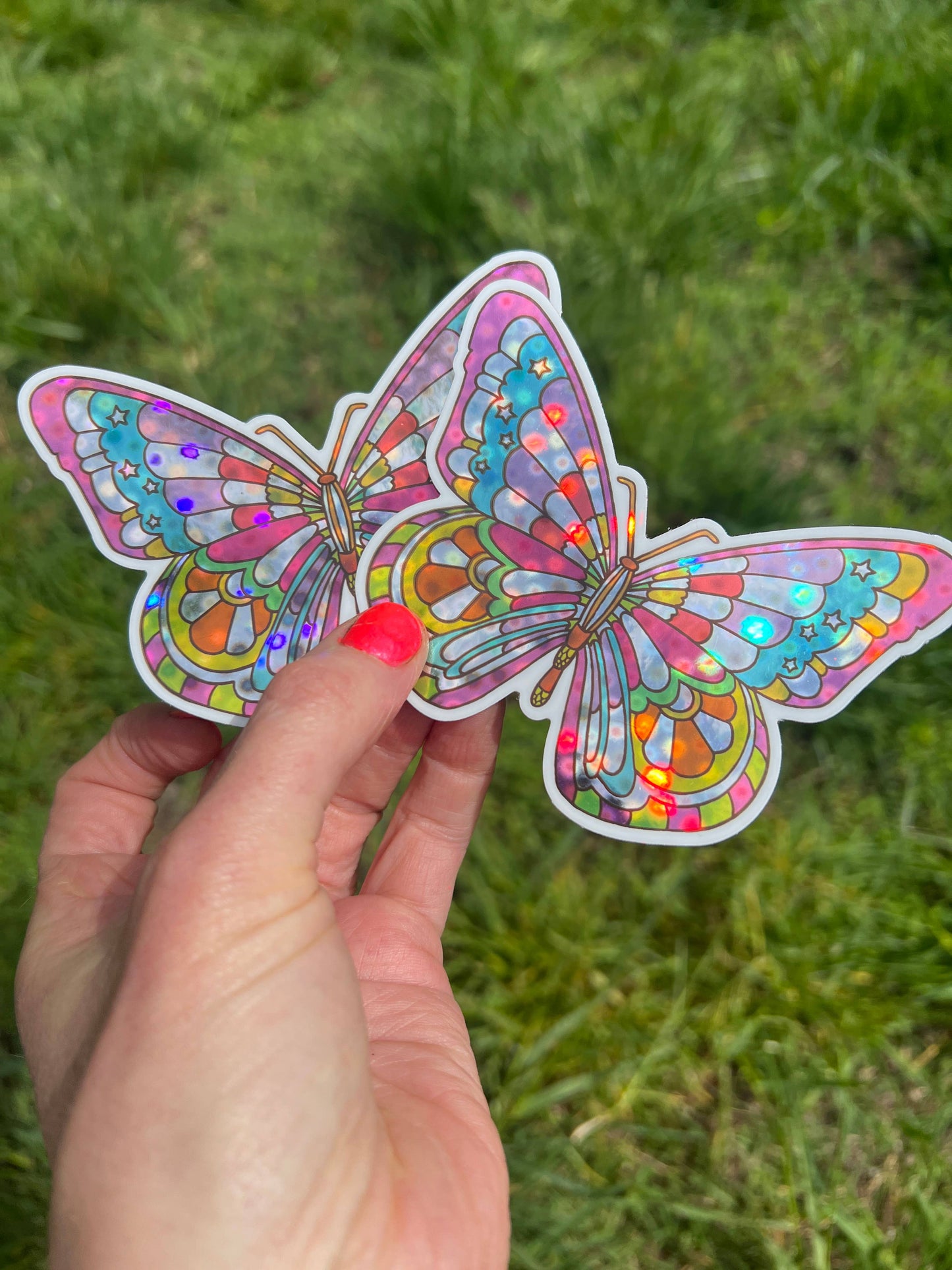 Butterfly Hologram Shimmer STICKER 4 x 3 Inch