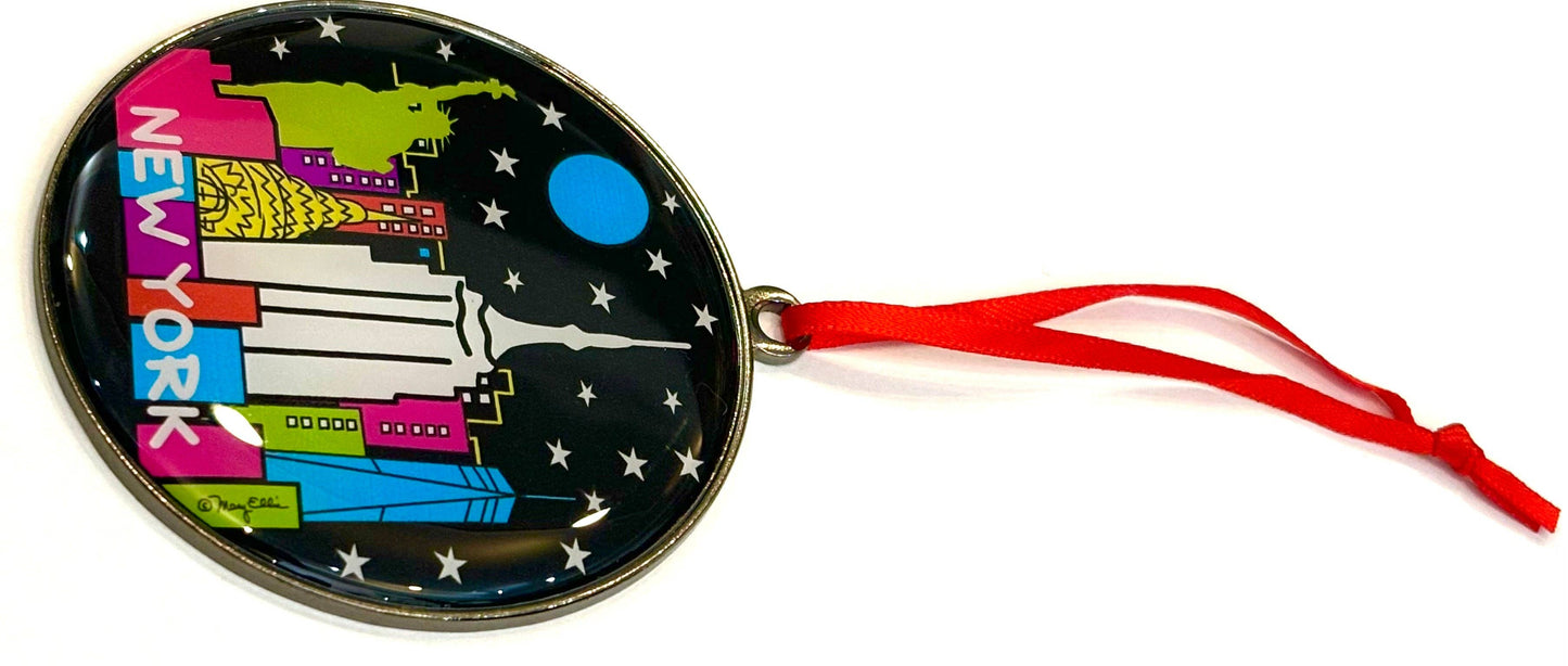 New York Christmas Holiday Dome Ornament Night Skyline
