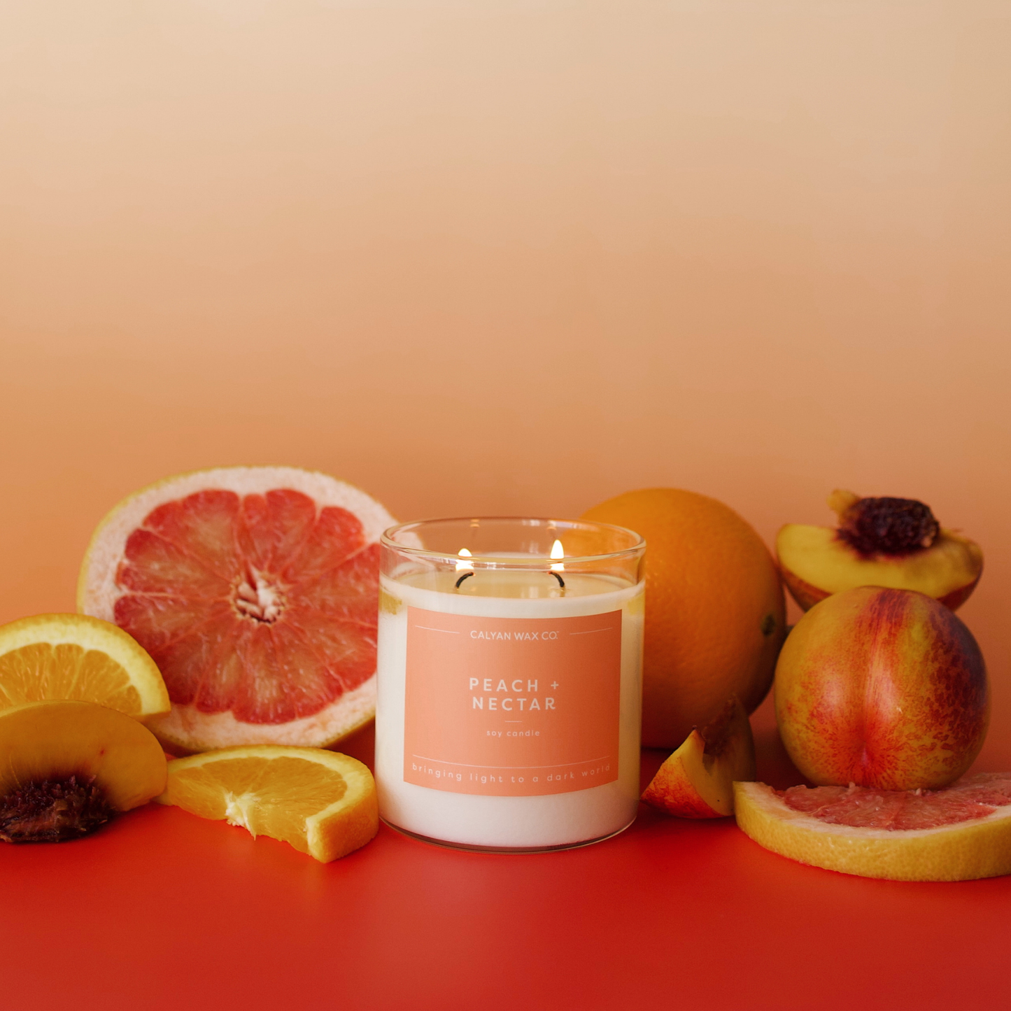 Calyan Wax Co. - Peach + Nectar - Clear Glass Tumbler Soy Candle