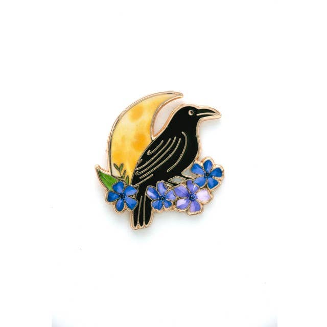 Black Raven Pin, Goth Gifts, Edgar Allan Poe, Halloween