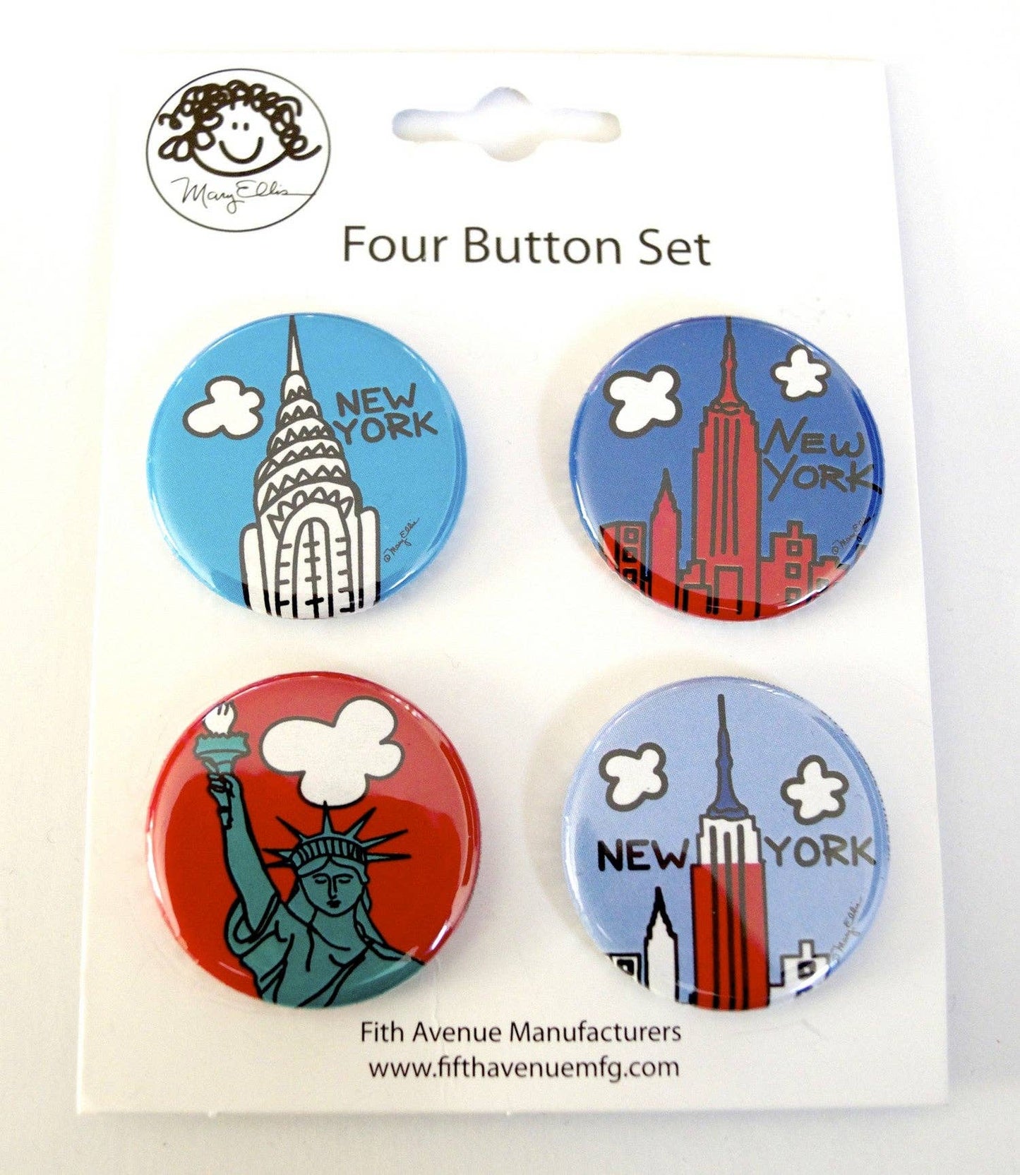Mary Ellis - New York Landmark Button Set | New York Souvenir Gift