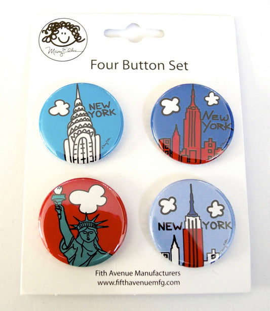 Mary Ellis - New York Landmark Button Set | New York Souvenir Gift