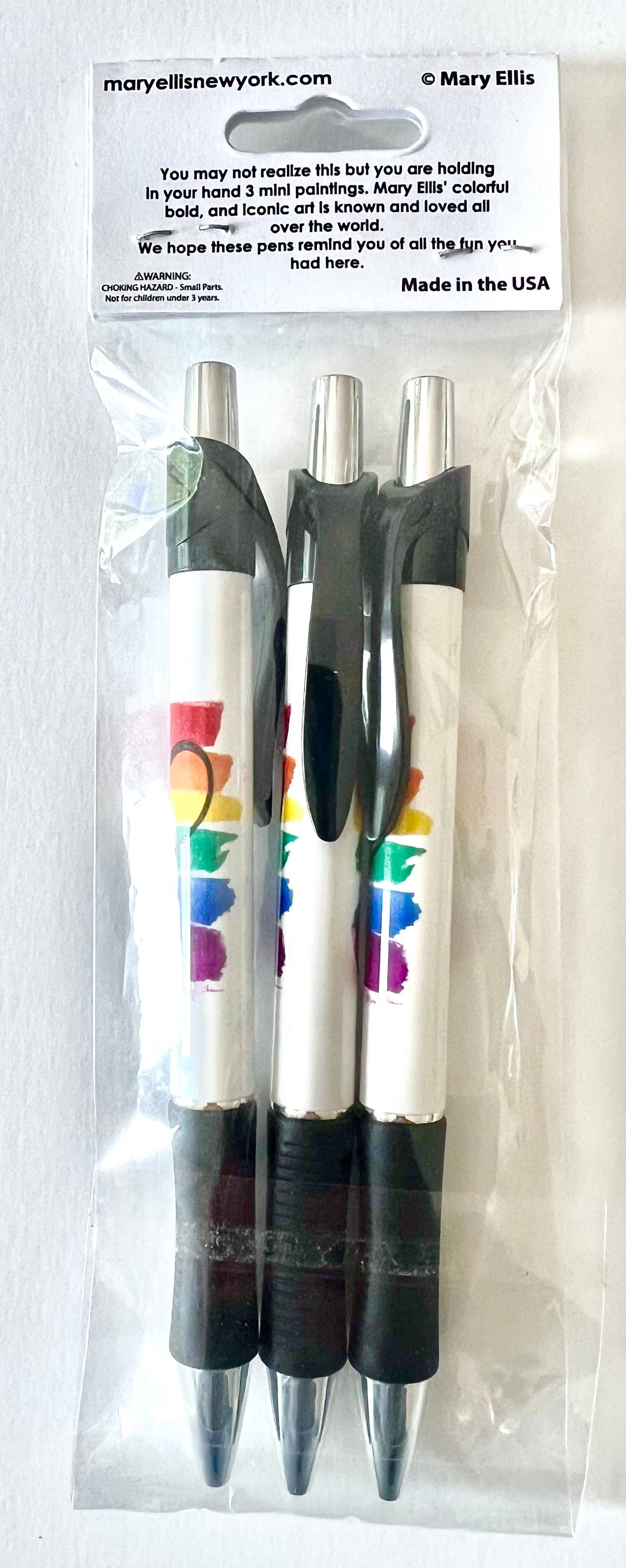Mary Ellis - Rainbow Heart Pen Set of 3 Grip Pens | LGBTQ Pride Gift