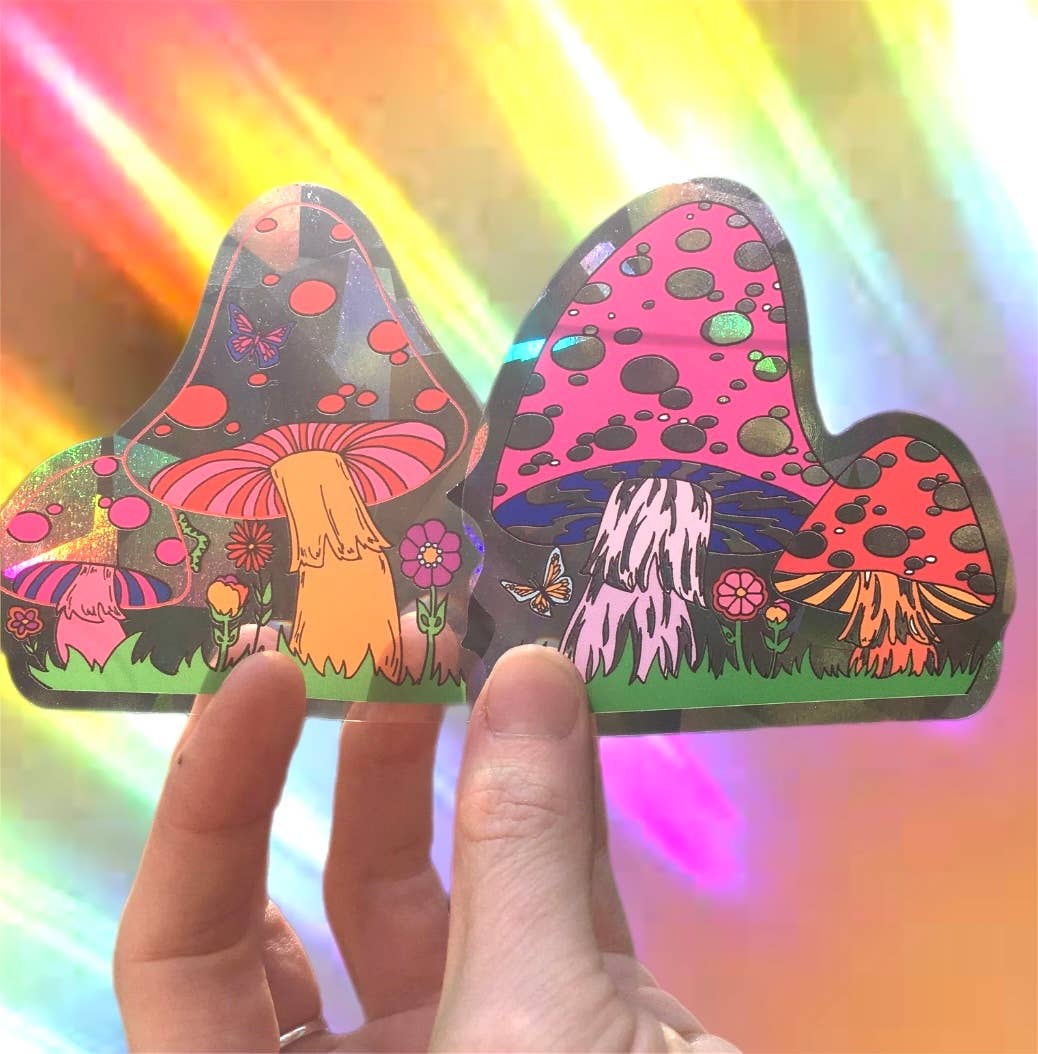 Mushroom Suncatchers Sun Catcher Window Sticker Rainbows