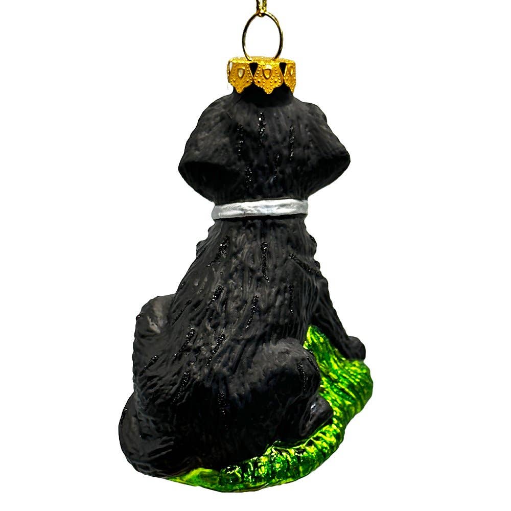 Black Lab Glass Christmas Ornament, Labrador Retriever Dog