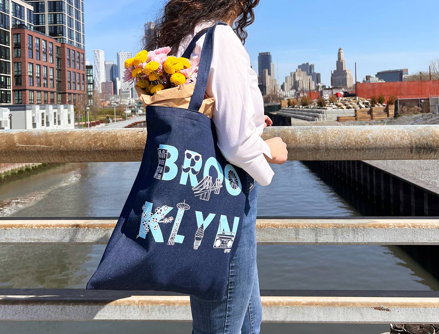 Maptote - Brooklyn Font Denim Tote