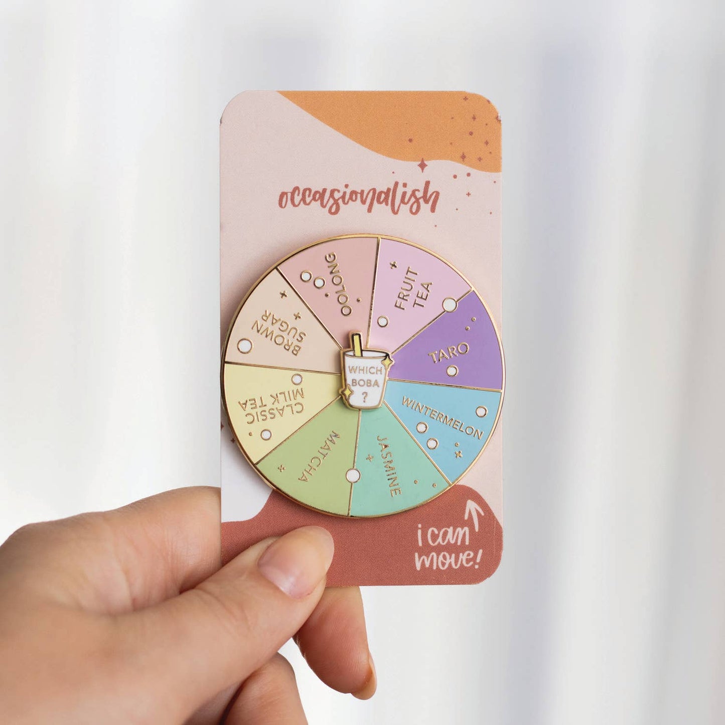Occasionalish - Which Boba Spinning Enamel Pin, Interactive Pin