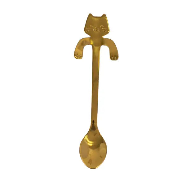 Urban Tokyo - Cat Hanging 4.5"L Tea Spoon Gold