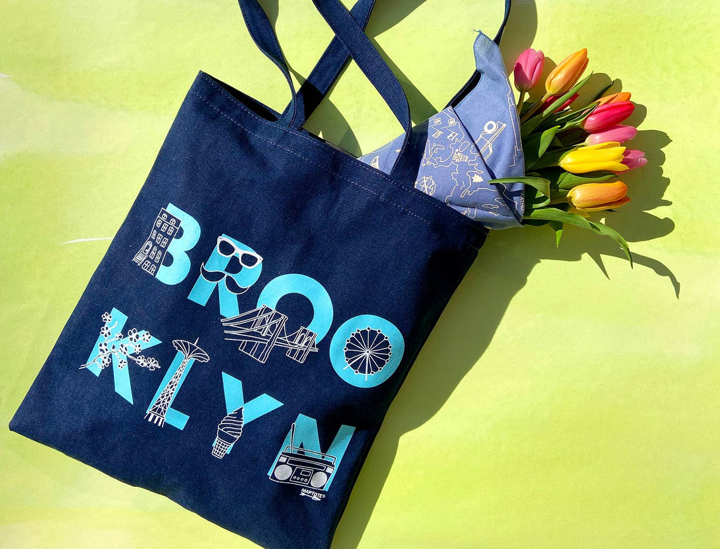 Maptote - Brooklyn Font Denim Tote